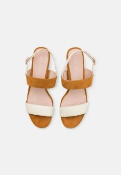Pier One Leather- Sandalias - White/Cognac -StepStyle 7bf1f83e1cba4f3fa26b89379bf96b29